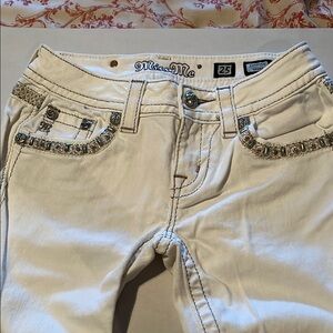 Miss Me White Embellished Jeans with Rhinestone Details